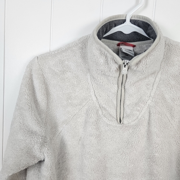 Small North Face Fleece 1/4 Zip Light Beige Kangaroo Pocket High Neck Womens - Picture 2 of 7